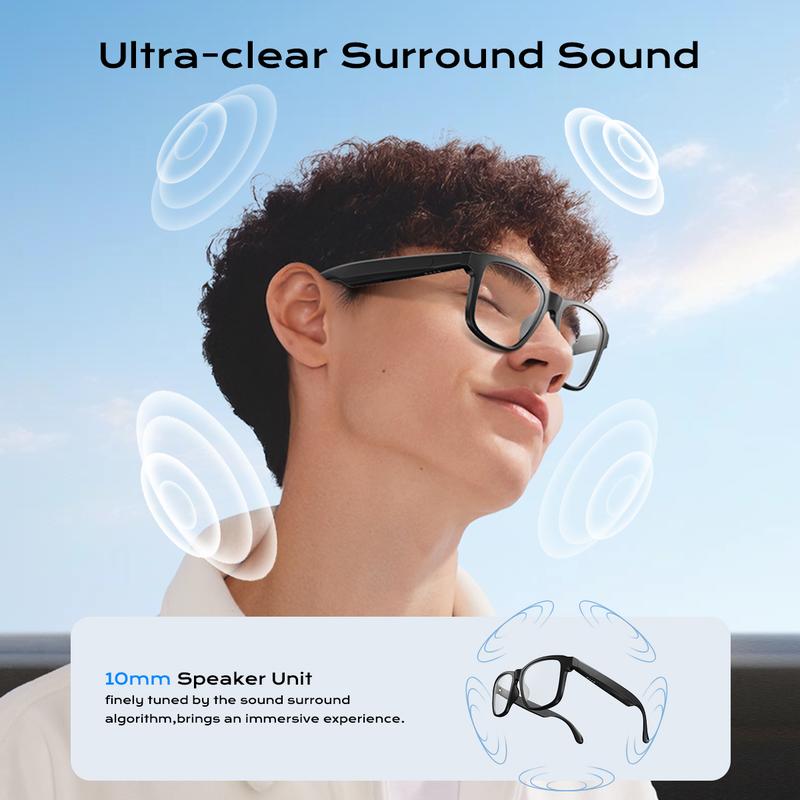 Maznviso A6 Photochromic Smart Glasses | Music & Calls | Blue Light Blocking | Sport & Daily Wear