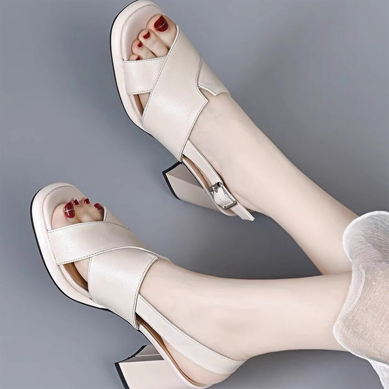 Sandalias de tacón alto con boca de pez de nuevo estilo