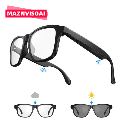 Maznviso A6 Photochromic Smart Glasses | Music & Calls | Blue Light Blocking | Sport & Daily Wear