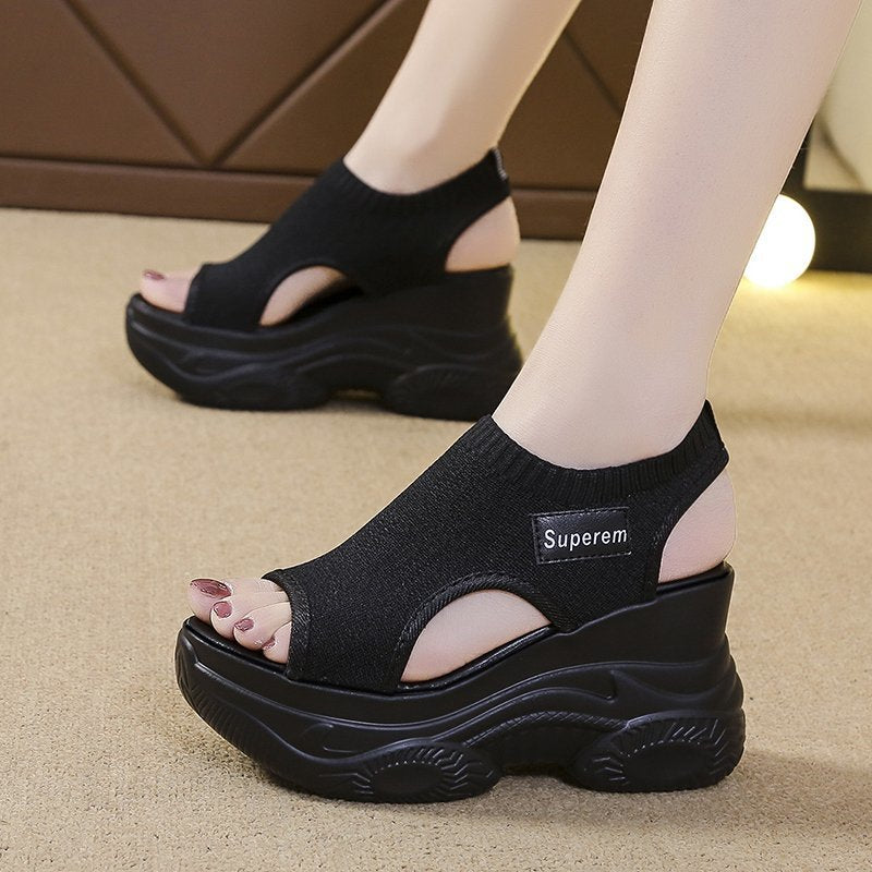 Sandalias de plataforma de tejido de punto