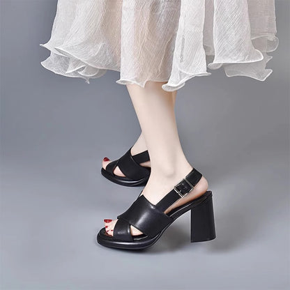 Sandalias de tacón alto con boca de pez de nuevo estilo
