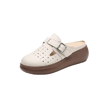 Zapatillas de cuero huecas de suela blanda