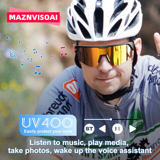 Maznviso C1 Sport Bluetooth Audio Sunglasses | Polarized UV400 | Clear Calls | Cycling & Outdoor